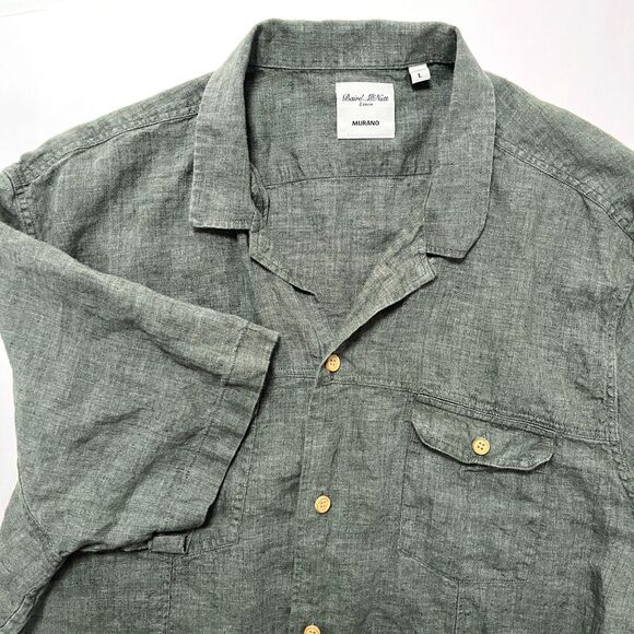 Baird McNutt Murano Linen Shirt Mens Large Button Up Short Sleeve Safari Preppy - Picture 1 of 7